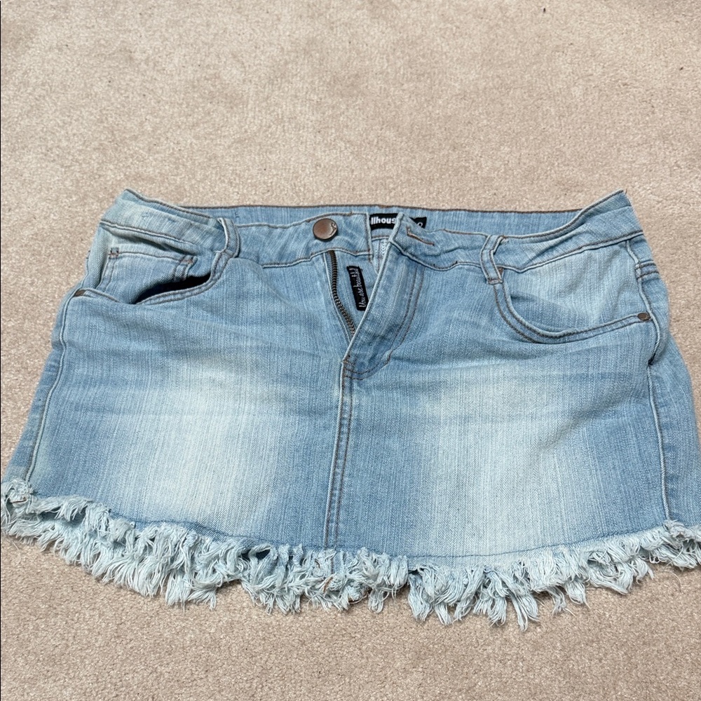 Dollhouse Denim Mini Skirt with Frayed Hem